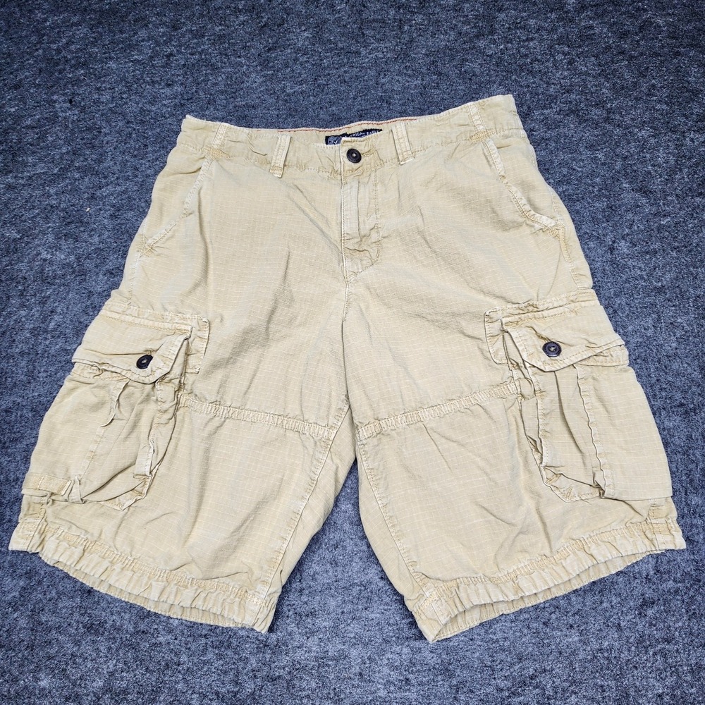 American Eagle Mens Khaki Cargo Shorts Baggy Ripstop Skater Surfer Longboard 32